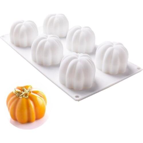 3D Pumpkin Mousse Cake Silicone Molds for Baking Moule Diy Pastry Decorating Tools Dessert Chocolate Candle Mould 6 Cavity