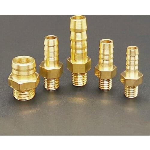 5pcs M4 M5 M6 M8 Metric Male Thread To 3mm 4mm 5mm 6mm 8mm Hose Barb OD Brass Barbed Pipe Fitting Coupler Connector Adapter