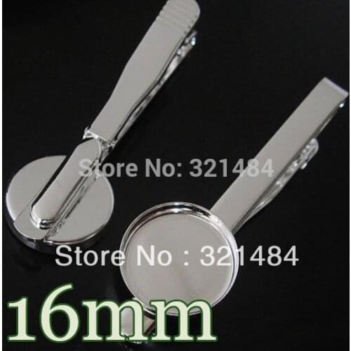 50pcs Silver plated Mens Tie Clip Blank Base Cufflinks Round 16mm bezel setting