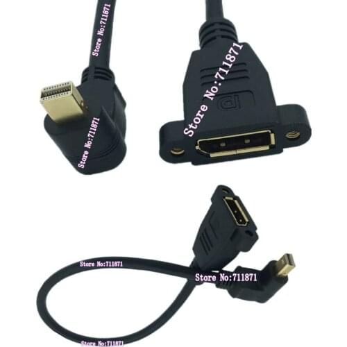 90 Degree Right Angle Bend Down Mini DisPlayPort Male to Screw Fixed DisPlayPort Female cable line DP Female Mini DP Male Line