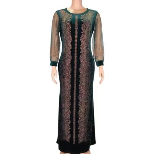 African Dresses for Women Velvet African Print Maxi Dress Evening Party Dress Dashiki African Clothes Plus Size Christmas Robes