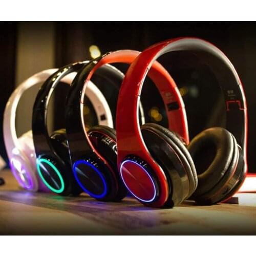 B39 Wireless Bluetooth Headphones Colored LED Lights Gaming Over-Ear Headset Stereo Headphone With Mp3 Player Foldable Earphone