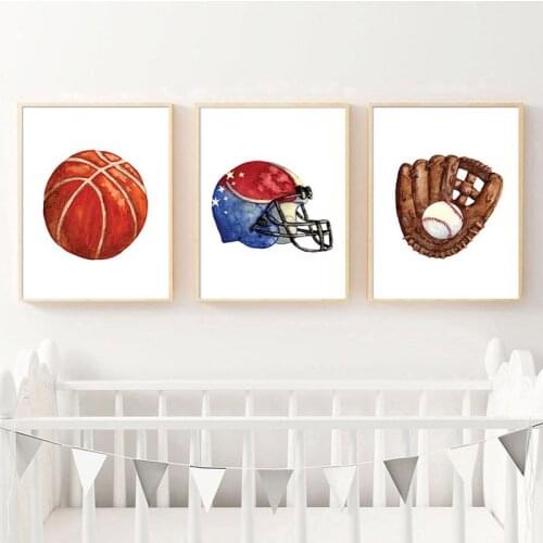 No Frame Wall Picture Anime Poster Sports Equipment Football Basketball Badminton Baseball Minimalist Art Nordic Canvas Painting