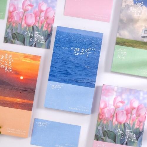 80PCS Tearable Daily Floral Ins Life Memo Pad Message Notes Decorative Notepad Note Paper Memo Stationery Office Supplies Gift