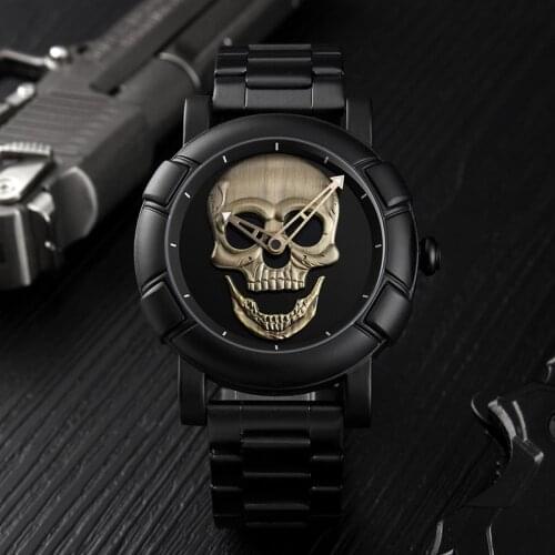 CAINO Creative Fashion Skull Analog Quartz Wrist Watch Men Full Steel Sport Watches Waterproof Clock Male Relogio Masculino 2020