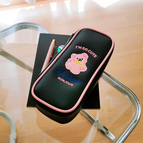 Cute bear pencil case small fresh and simple student large-capacity pencil case school supplies stationery
