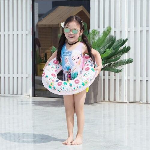 Children Inflatable Donut Swimming Ring Summer Swimming Pool Float Lifebuoy Outdoor Activitives Kids Beach Equipment + Inflator