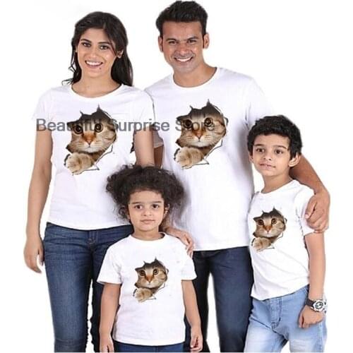 Cotton White T Shirts Family Matching Clothes Baby Girl Tops Outfits Dad Mother Daughter T-Shirt Summer Mama Short Sleeves