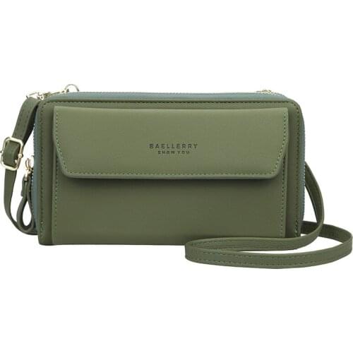 High Capacity Clutch Designer Shoulder Bag for Women Casual Womens Mobile Phone Bag Pu Leather with Double Zipper Pockets