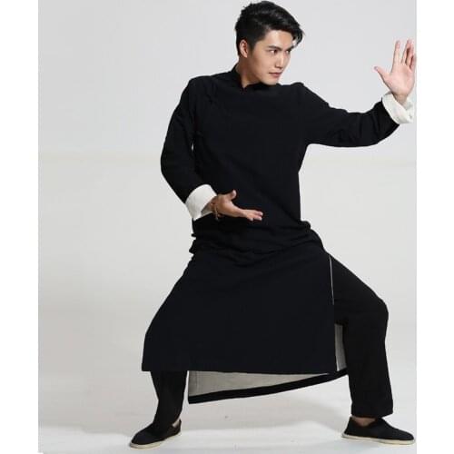 Linen IP MAN Kungfu Clothing Wing Chun Tai Chi Suit Shaolin Monk Taoist Martial Arts Uniforms Double-layer Chinese Robe