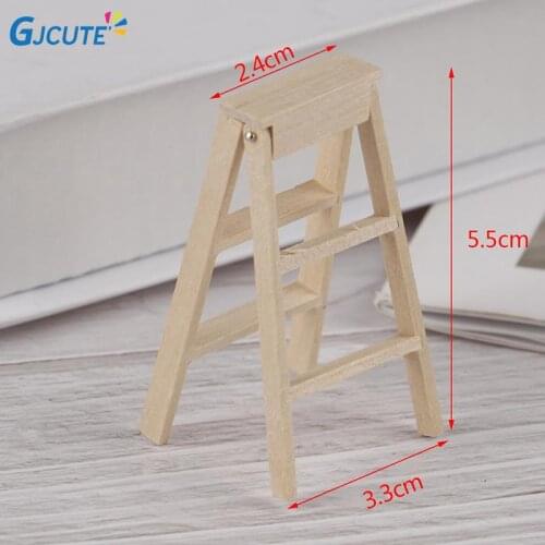 Ladder Dollhouse Miniature Furniture Wooden 1:12 Wood Finished Goods Unisex