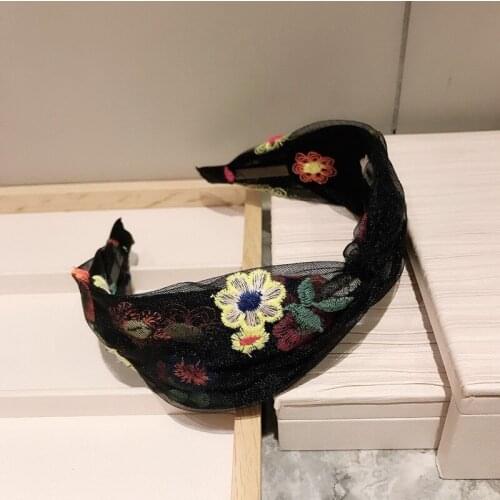 Fashion Hair Hoop For Girls Hair Accessories lace Embroidery flowers Multicolor Headband Bohemia Style Lady Small Fresh 1pcs