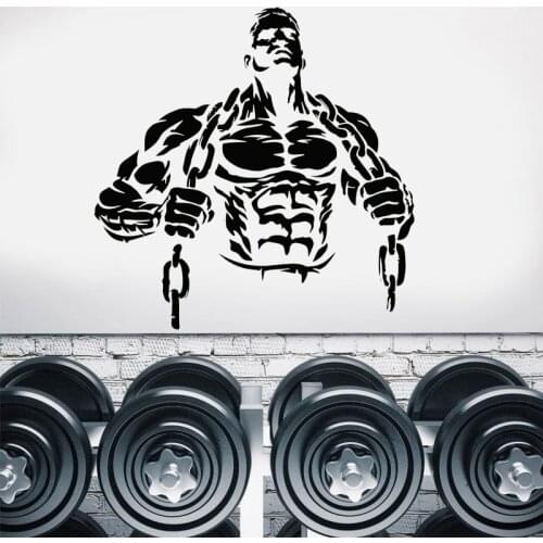Man Muscle Fitness Gym Bodybuilding Sports Wall Stickers Vinyl Interior Art Decor Gym Studio Sign Window Decals Wall Poster 4851