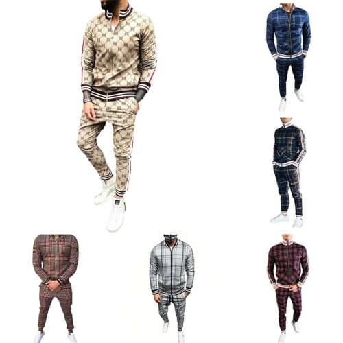 Mens Tracksuit 2 Piece Casual Trousers Jacket Sweatsuit Hip Hop Sweatshirt Set