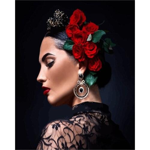 DIY 5D Poured Glue Diamond Painting Kits Scalloped Edge Women Full Round With AB Drill Frameless Wall Decoration Unique Gift Art