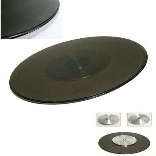 HQ TY02 UPGRADE Tempered Tawny Glass Top Lazy Susan Glass Dining Table Turntable Swivel Plate with Alumnium Alloy Base