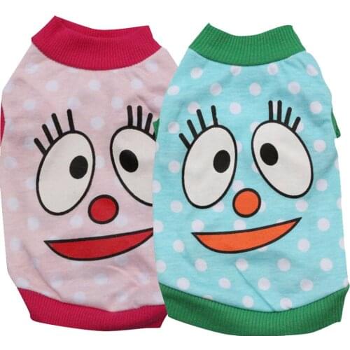 Small and Medium-sized Dog Pet Clothes Cute Printing Big Eyes Smiling Face Thin Velvet Vest Comfortable T-shirt Short Sleeves