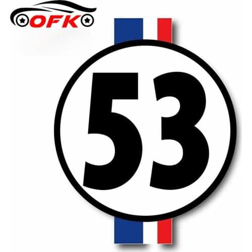 OFK 13cm x 10.4cm For Herbie The Love Bug 53 Car Bumper Window Stickers Pull Flower Occlusion Scratch Graffiti Sticker