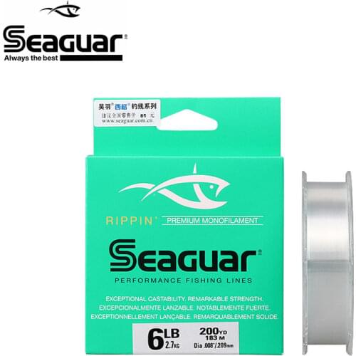 Original Seaguar Rippin 183M/200YDS 6LB-12LB Test Premium Monofilament Fluorocarbon Coating Carp Fishing Line Made In Japan