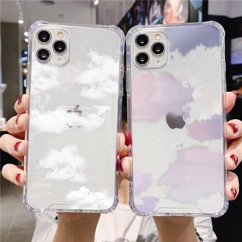 Shockproof Airbag Hard PC Phone Case For iPhone 12 11 Pro Xs Max Mini X XR Cloud Cover Case On iPhone 6S 7 8 5 5s SE 2020 Bumper