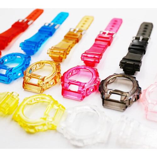 Watch Band and Case for Casio G-SHOCK DW-6900 DW-6600 DW-6930 DW-3230 Transparent Silicone Watch Strap for Gshock DW6900 DW6600