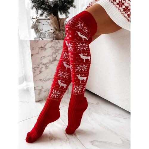Christmas Stockings Womens Long Knitted Stockings for Girls Ladies Women Winter Knit Socks Thigh High Over The Knee Socks