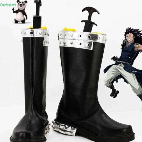 Fairy Tail Phantom Lord Dragon Slayer Gajeel Reitfox Black Cosplay Shoes Long Boots Leather Custom Made For Christmas