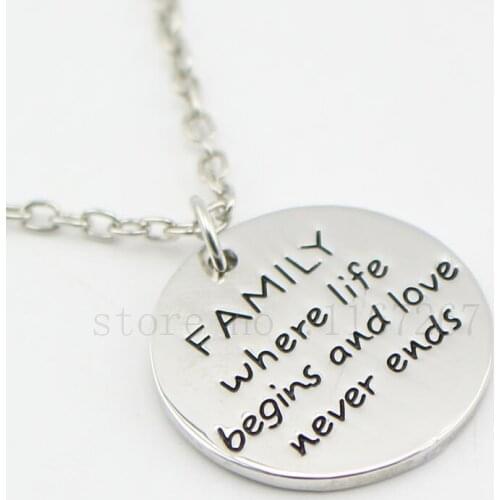 Family Jewelry "Family Where Life Begins And Love Never Ends "mothers necklace grandma necklace Christmas Gift
