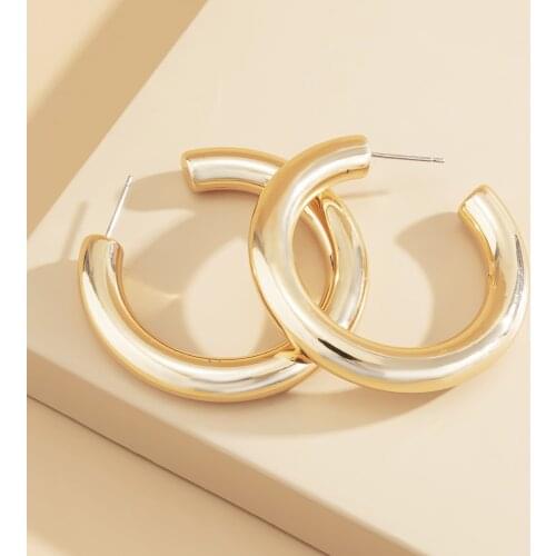 New Simple Semicircle C-shaped Hip Hop Earrings Female Temperament Cold Wind Trend Earrings Wedding Party Jewelry Accessories