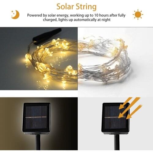 Solar Solar Wasserfall Lichterkette 10 2m 20LED Lichterkette Gartendekoration Kupferdraht Licht