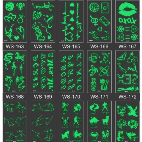 Temporary Fake Tattoos Glow Paste Tattoo Stickers Luminous Child Kid on Face Arm Leg for Children Body Art Anime Tattoo Sticker