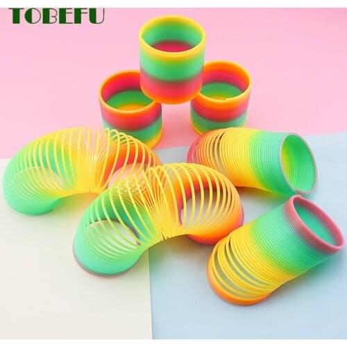 TOBEFU 1PC Rainbow Circle Funny Toys Early Development Educational Folding Plastic Spring Coil Childrens Creative Magical Toys