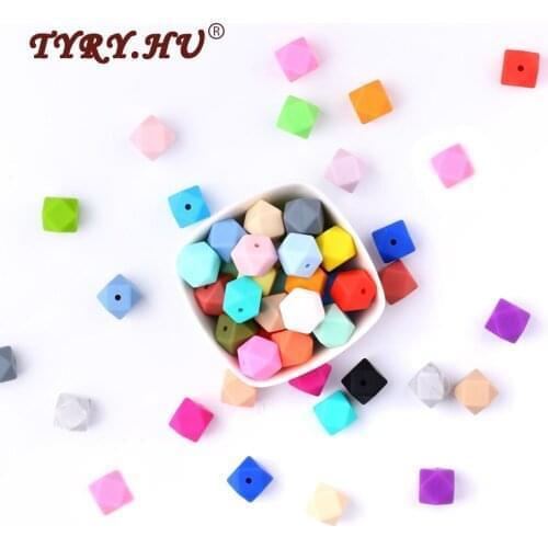 TYRY.HU 10Pcs Silicone Hexagon Beads 14mm Baby Teething Beads BPA Free Baby Teethers DIY Necklace Pacifier Chain Accessories