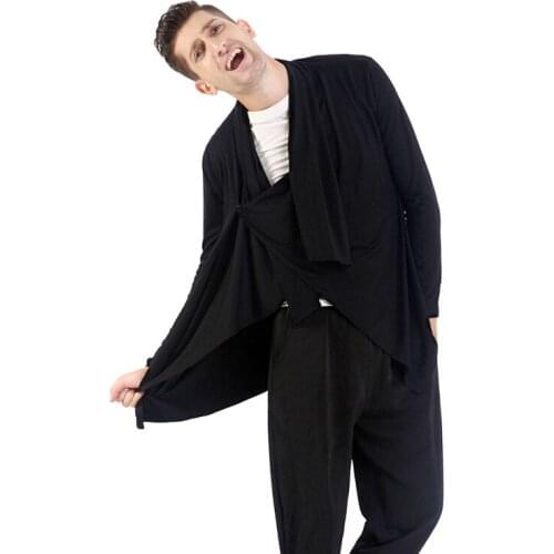 Vintage Latin Dance Tops for Male Black Modal Shirt Classical Men Ballroom Competitive Professional Adult Chacha Clothes N3007