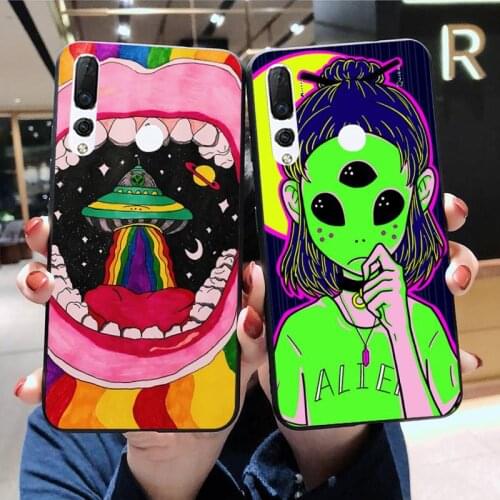 YJZFDYRM Cute Cartoon alien space Phone Case for Huawei Honor 30 20 10 9 8 8x 8c v30 Lite view pro