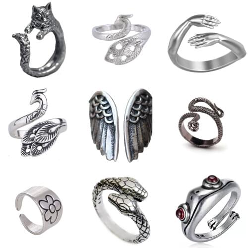 Snake frog Rings for women 2021 New vintage Punk Exaggerated Resizable Stereoscopic Unisex animal Opening Ring gothic Jewelry