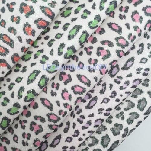 1PC 21X29CM Leopard PrintedGlitter Fabirc,Glitter Leather,Glitter Leather Sheets For Making Bows LEOsyntheticoDIY T387
