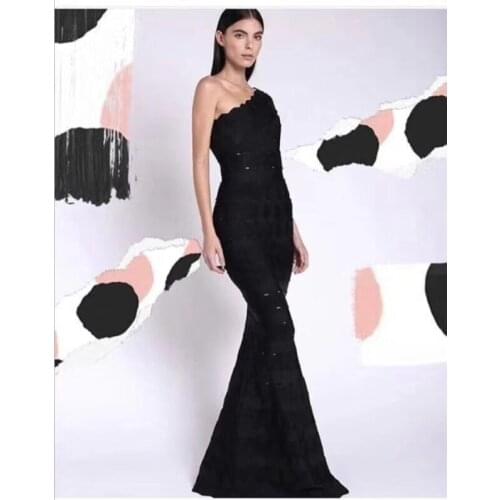 2021 Fashion Women Sexy Sleeveless One Shoulder Elegant Party Bandage Dress