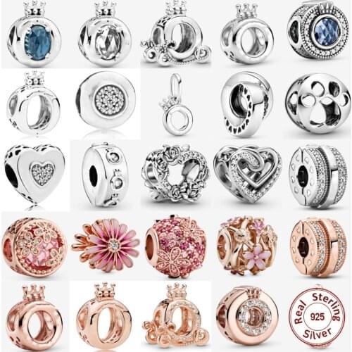 2021 New New Crown Heart Daisy Clip Charm Fit pandora Charm Bracelet 925 Silver DIY Jewelry For Women