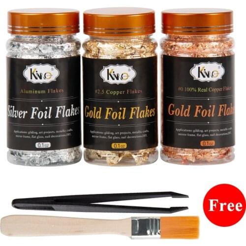 3g Imitation Gold Sliver Copper Foil Sequins Glitters Craft Leaf Flake Sheets Bulk Foil Paper For Gilding DIY Nail Art Decor