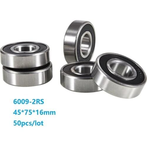50pcs/lot 45x75x16mm 6009RS 6009-2RS 6009 2RS ball bearings 45*75*16mm Deep Groove Ball bearing