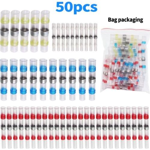 50PCS Thermal Shrinkage Electrical Car Wires Connector Solder Extrusion Terminals Block Cable Termination Wireway Clamping