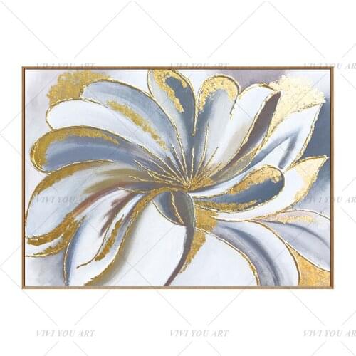 100% Handmade Color White Flower Abstract Painting Modern Art Picture For Living Room Modern Cuadros Canvas Art High Quality