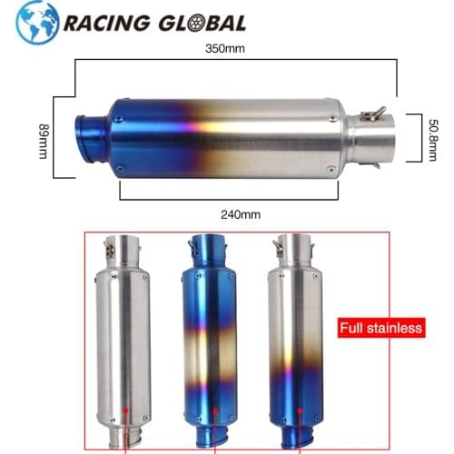 ALCON-51mm Motorcycle Exhaust Muffler Pipe Sand Surface Style Stainless Steel For MSX BWS PCX 125 GSR 600 750 ER6N CRF 230