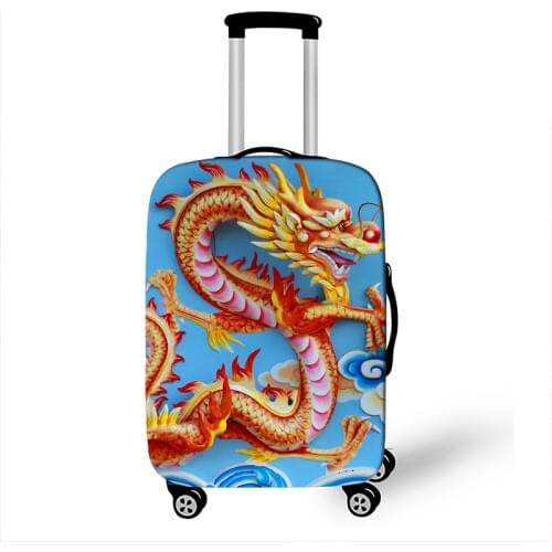 Chinese Royal Dragon Print Luggage Cover for Travelling Vintage Trolley Case Protective Covers Elastic Anti-dust Suitcase Cover