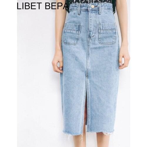 Colorfaith Denim Pencil Skirts