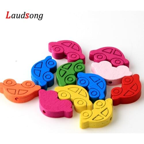 50Pcs 23x14mm Wooden Car Spacer Wood Beads for jewelry making DIY Crafts Kids Toys B01009
