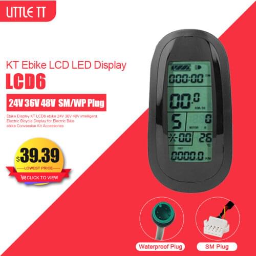 Electric Bike Display KT- LCD6 ebike 24V 36V 48V SM or Waterproof Connector Electric Bicycle Display for Electric Bike Kit