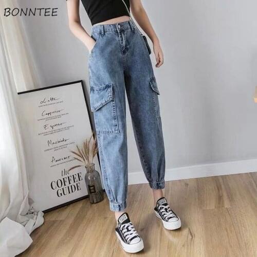 Jeans Women Denim High Waist Pocket Loose Cargo Trousers Stylish Ulzzang BF Fashion New Arrival Summer Female Vintage Casual Ins