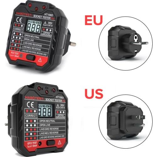 Electric Mains Fault Checker Socket Tester Digital Display Plug In AC 110V-220V